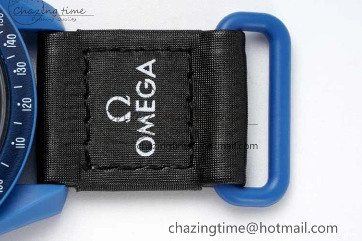 0206 ZipUp Speedmaster Misson To Neptune 1:1 Best Edition Blue Dial On Nylon Strap Quartz 7854